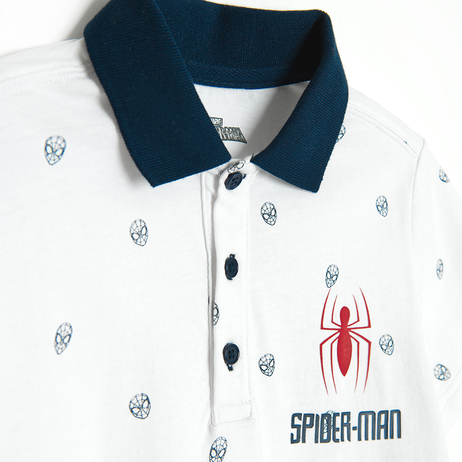 Μπλούζα πόλο λευκή κοντομάνικη με στάμπα SPIDERMAN