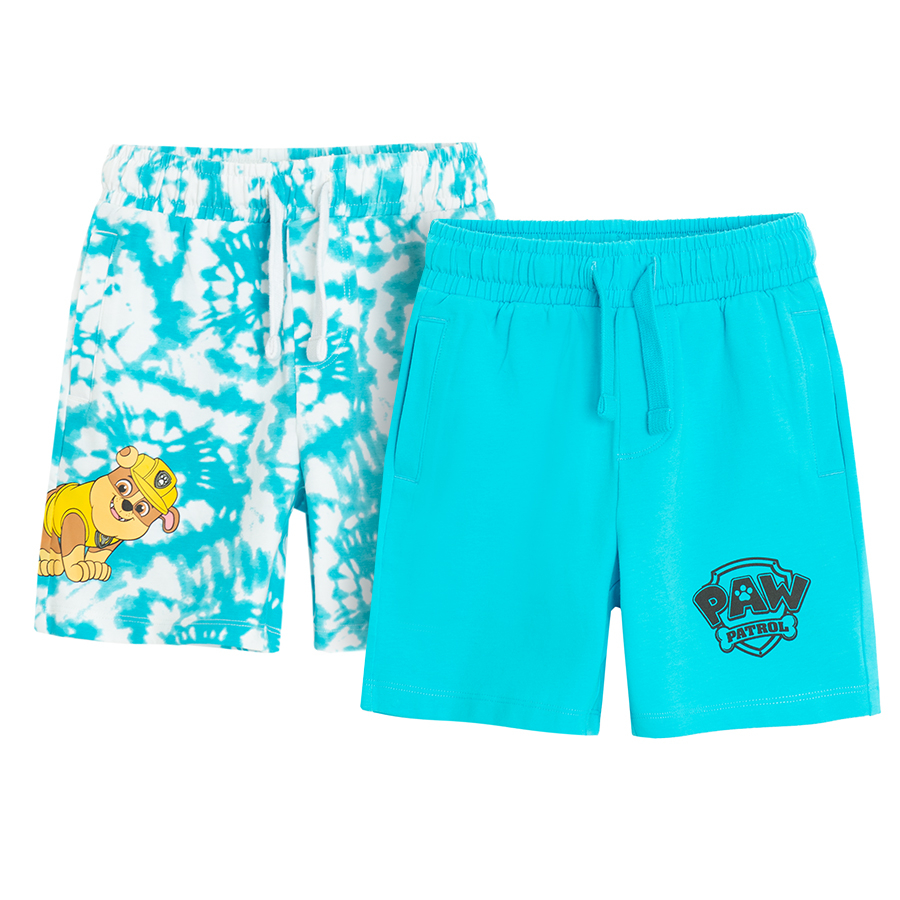 Βερμούδα 2 τμχ με εφέ tie dye και μονόχρωμη γαλάζια PAW PATROL