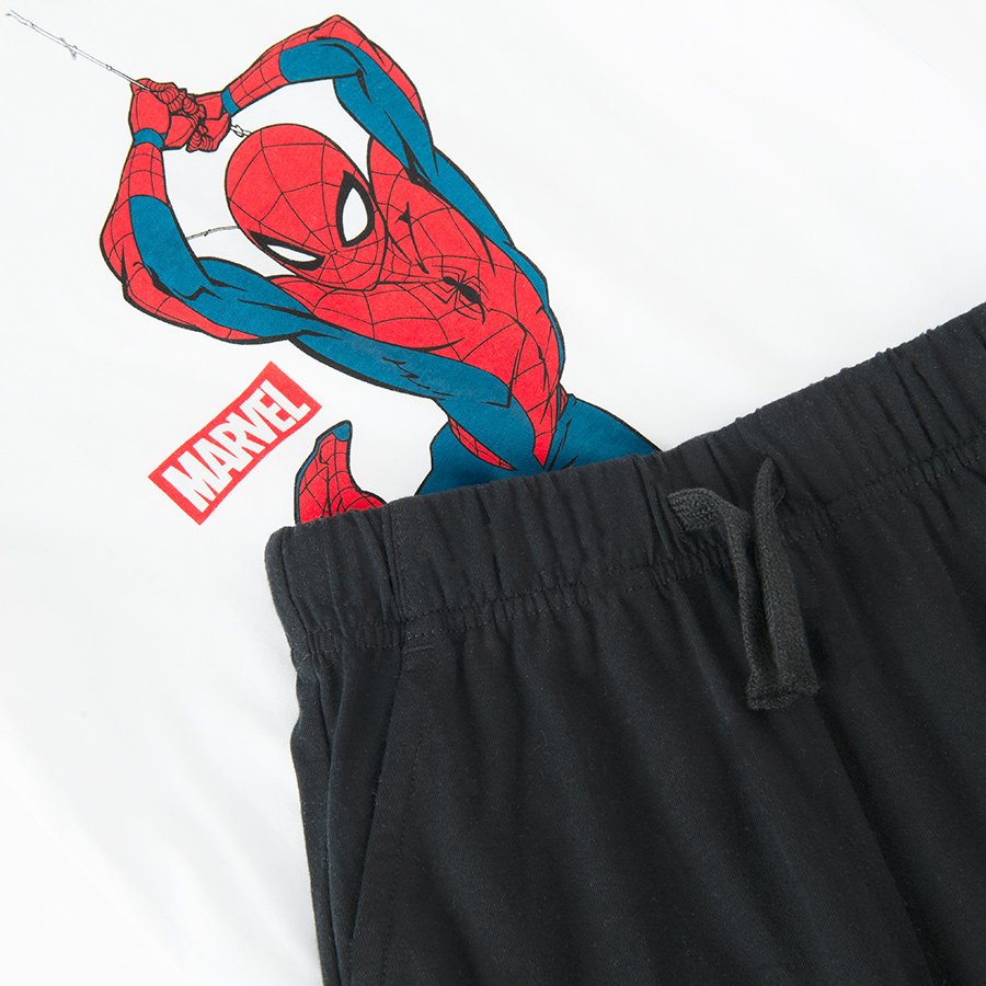 Σετ 2 τμχ. μπλούζα κοντομάνικη λευκή και σορτς μαύρο με στάμπα SPIDERMAN
