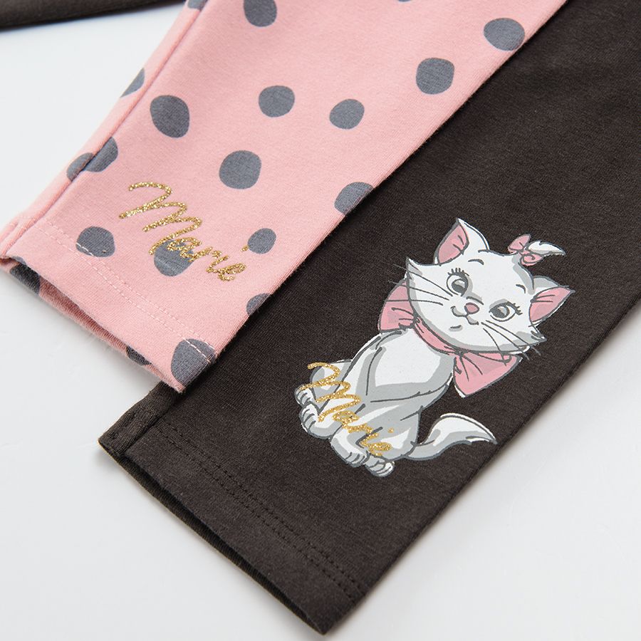 Marie Aristocats pink and brown leggings 2-pack