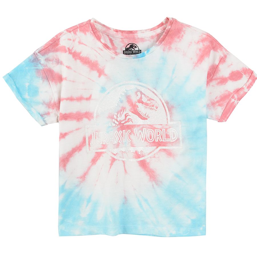 Μπλούζα κοντομάνικη με εφέ tie dye και στάμπα Jurassic World