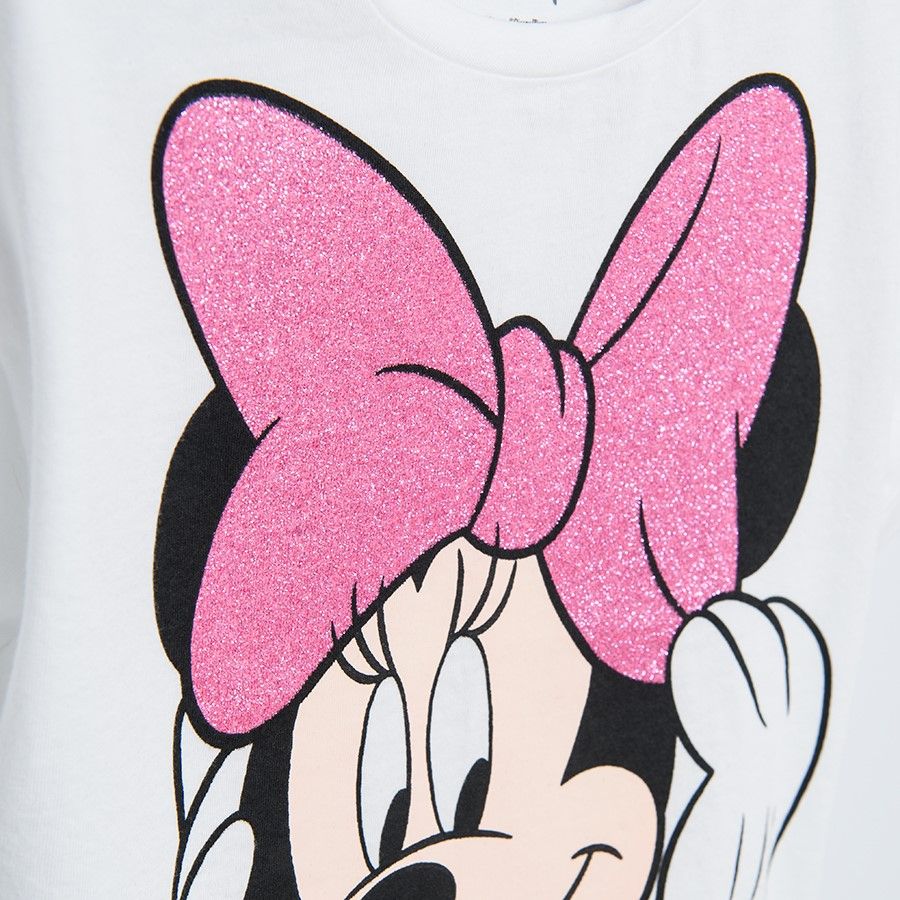 Μπλούζα κοντομάνικη 2 τμχ ροζ λευκό με στάμπα "Minnie Mouse"