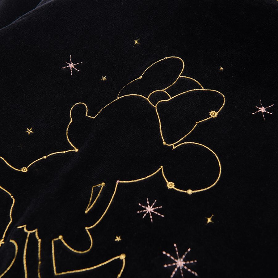 Ζακέτα μαύρη βελουτέ με φερμουάρ και στάμπα Minnie Mouse