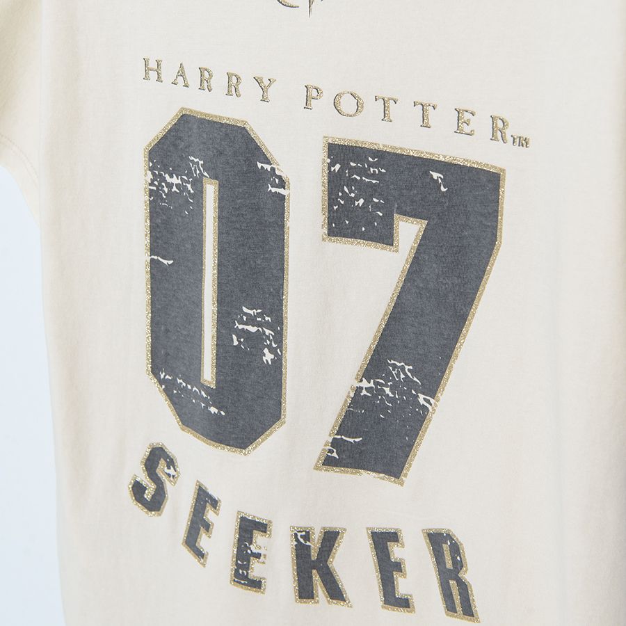 Μπλούζα κοντομάνικη μπεζ με στάμπα Harry Potter