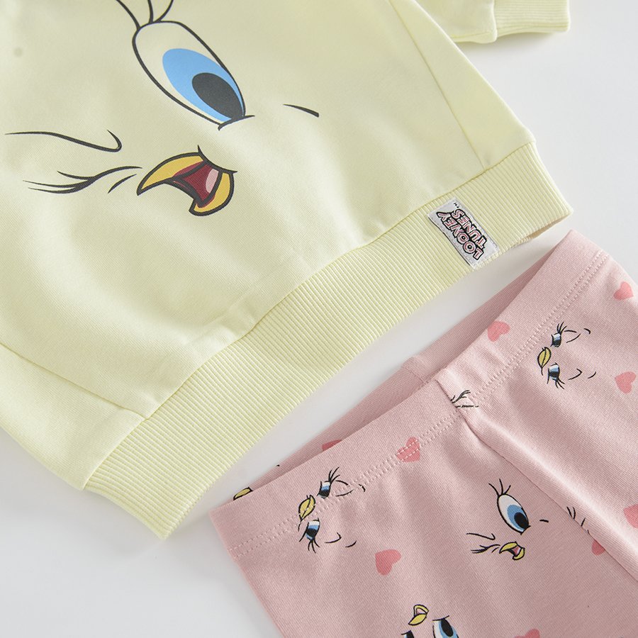 Σετ ροζ κολάν και μπεζ φούτερ με στάμπα Tweety