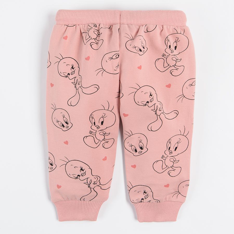 Light pink and cream Looney tunes jogging pants with adjustable waist - 2 pack
