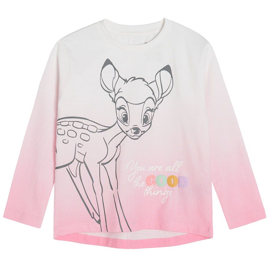 Μπλούζα μακρυμάνικη ροζ με στάμπα Bambi