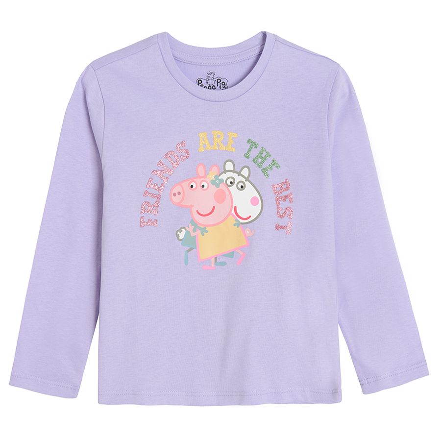 Μπλούζα μακρυμάνικη μωβ με στάμπα Peppa Pig