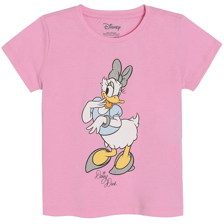 Μπλούζα κοντομάνικη 2 τμχ ροζ και μπλε με στάμπα Daisy Duck