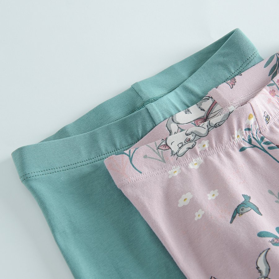 Marie Aristocats pink and green leggings