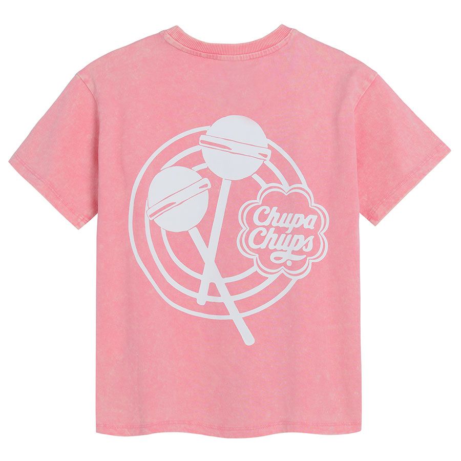 Μπλούζα κοντομάνικη ροζ με στάμπα chupa chups