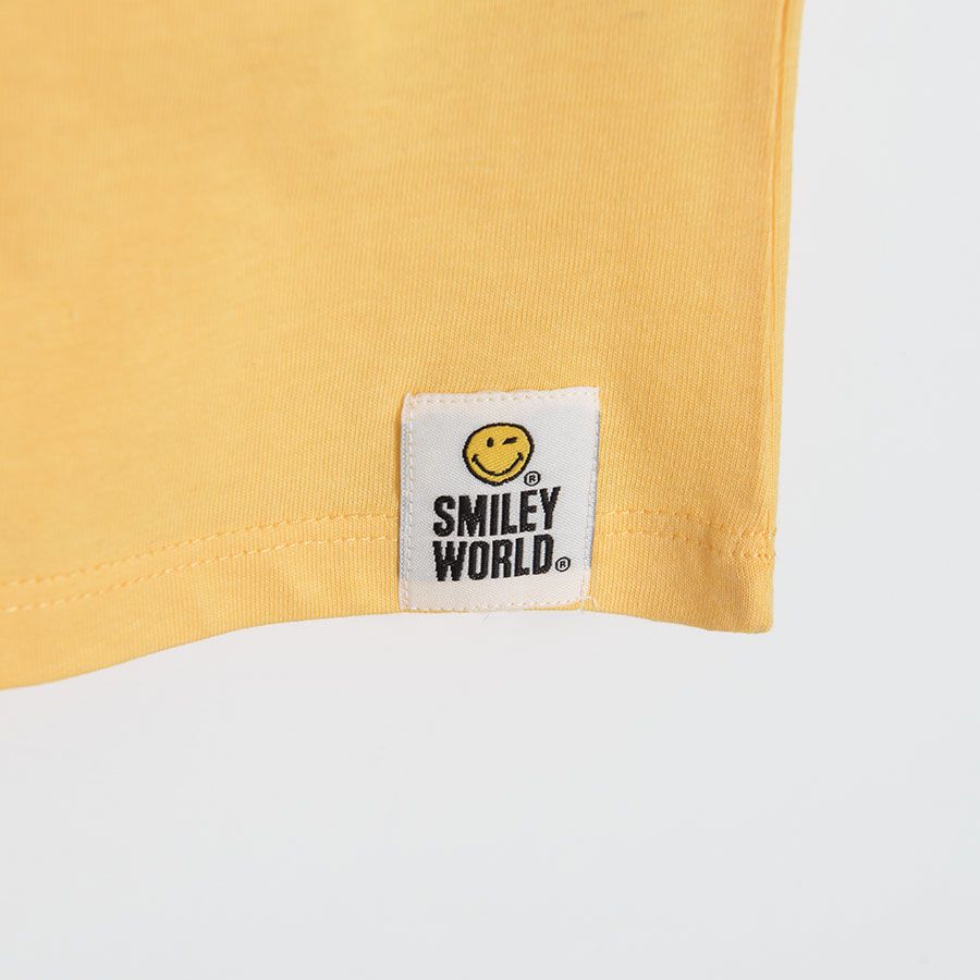 Μπλούζα κοντομάνικη κίτρινη με στάμπα Smiley World