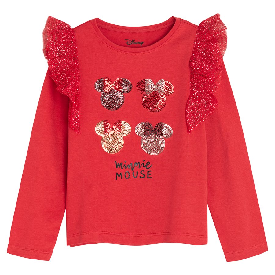 Μπλούζα μακρυμάνικη κόκκινη με στάμπα MINNIE MOUSE DISNEY