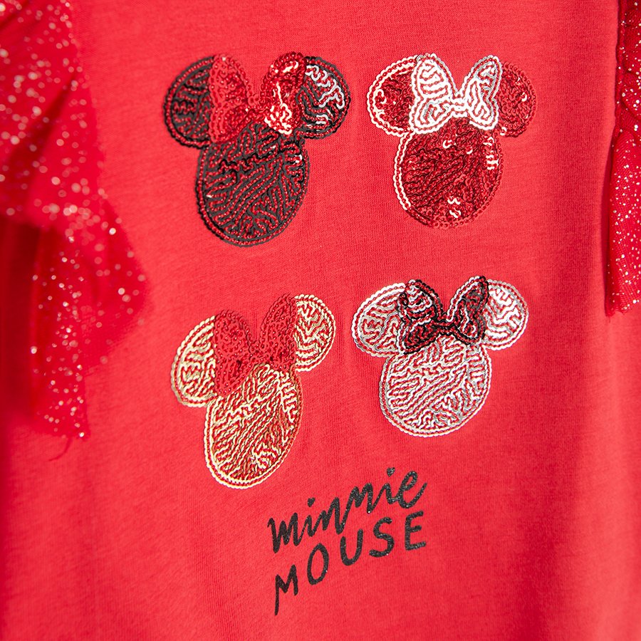 Μπλούζα μακρυμάνικη κόκκινη με στάμπα MINNIE MOUSE DISNEY