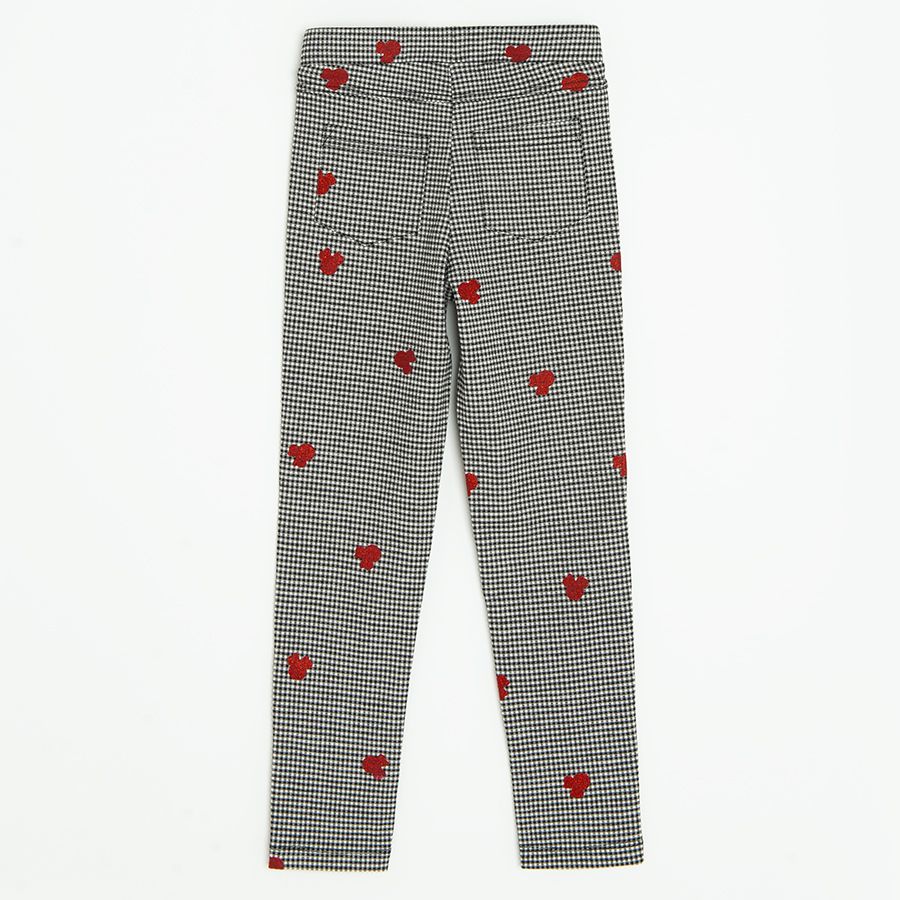 Minnie Mouse black checked jeggings with hearts print