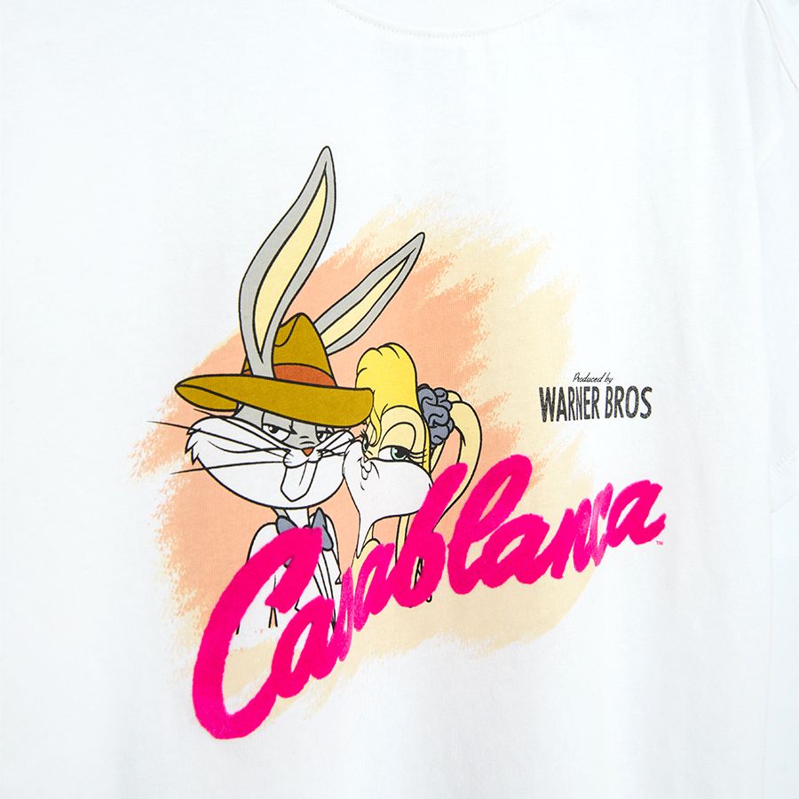 Μπλούζα κοντομάνικη λευκή με στάμπα LOONEY TUNES CASABLANCA