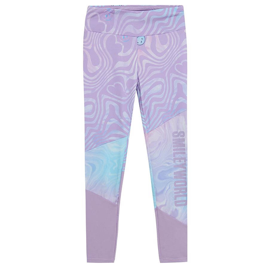 Κολάν μωβ με εφέ tie dye και στάμπα SMILE WORLD