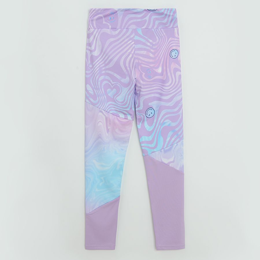 Κολάν μωβ με εφέ tie dye και στάμπα SMILE WORLD