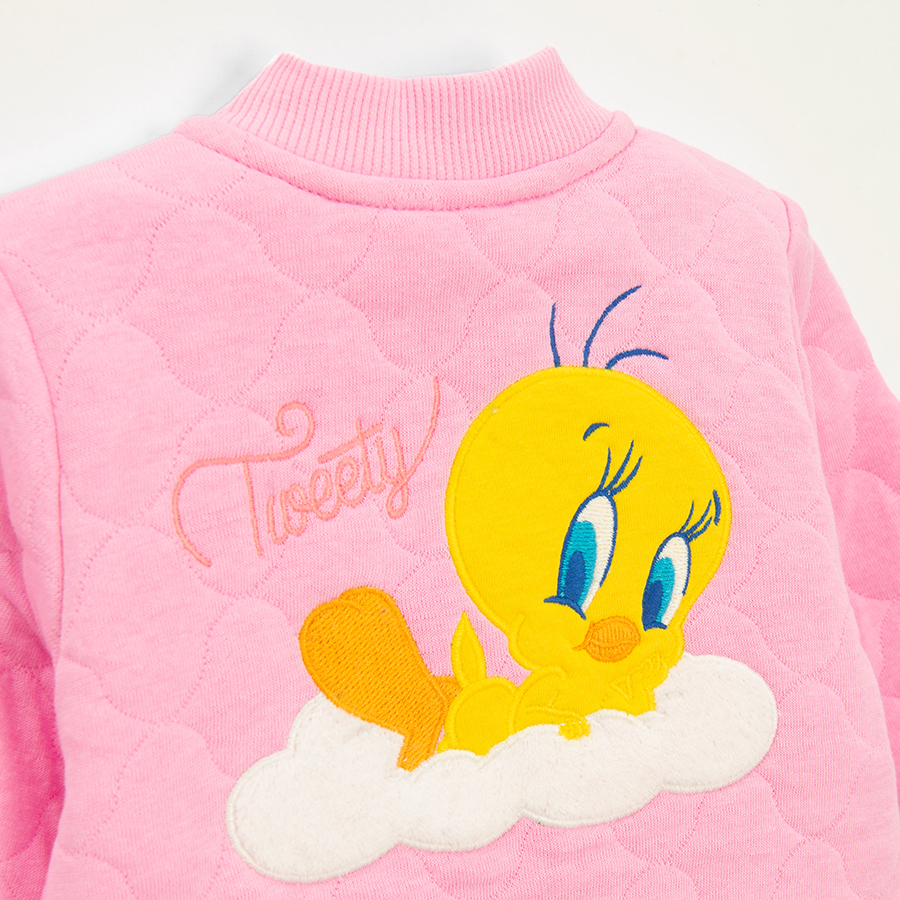 Ζακέτα ροζ με φερμουάρ και στάμπα TWEETY