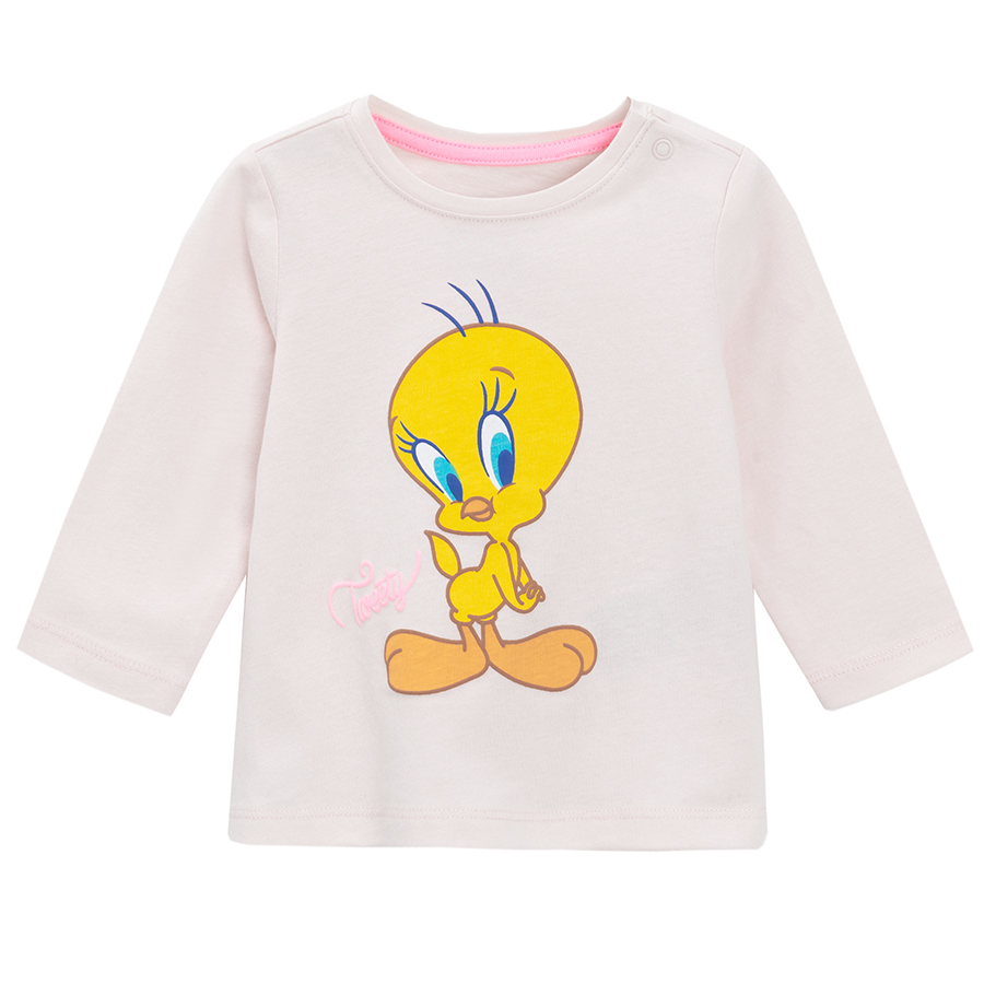Μπλούζα μακρυμάνικη ροζ με στάμπα TWEETY