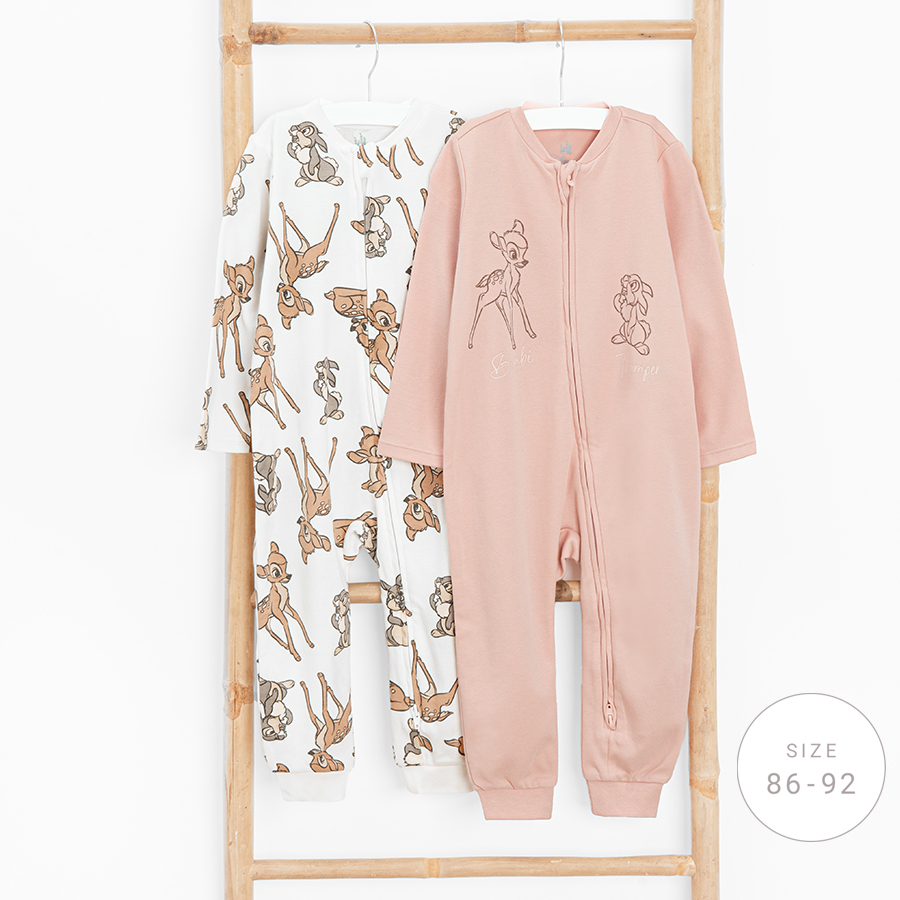 Bambi elephant white and pink  long sleeve bodysuits- 2 pack