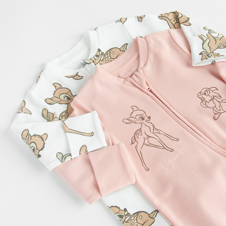 Bambi elephant white and pink  long sleeve bodysuits- 2 pack
