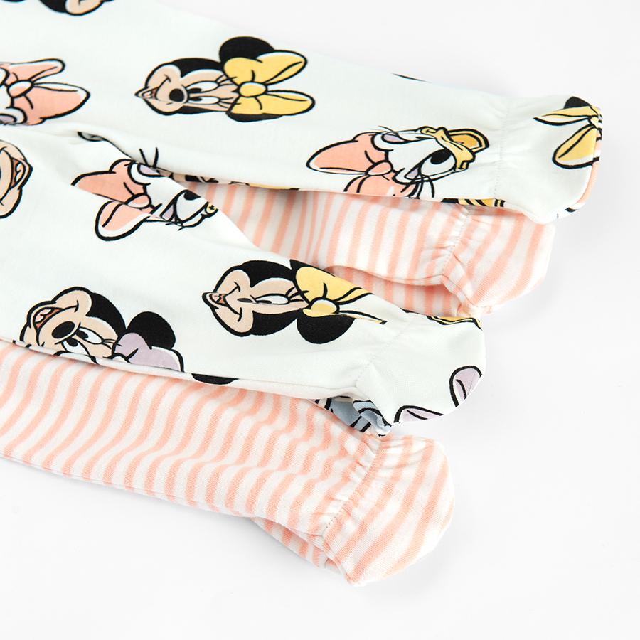 Minnie Mouse and Daisy Duck peach and cream footed leggings- 2 pack