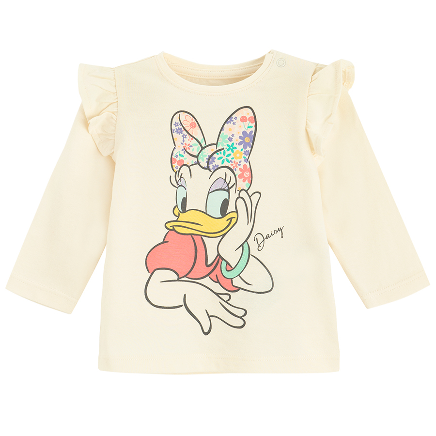 Daisy Duck white long sleeve blouse with ruffle on the shoulders