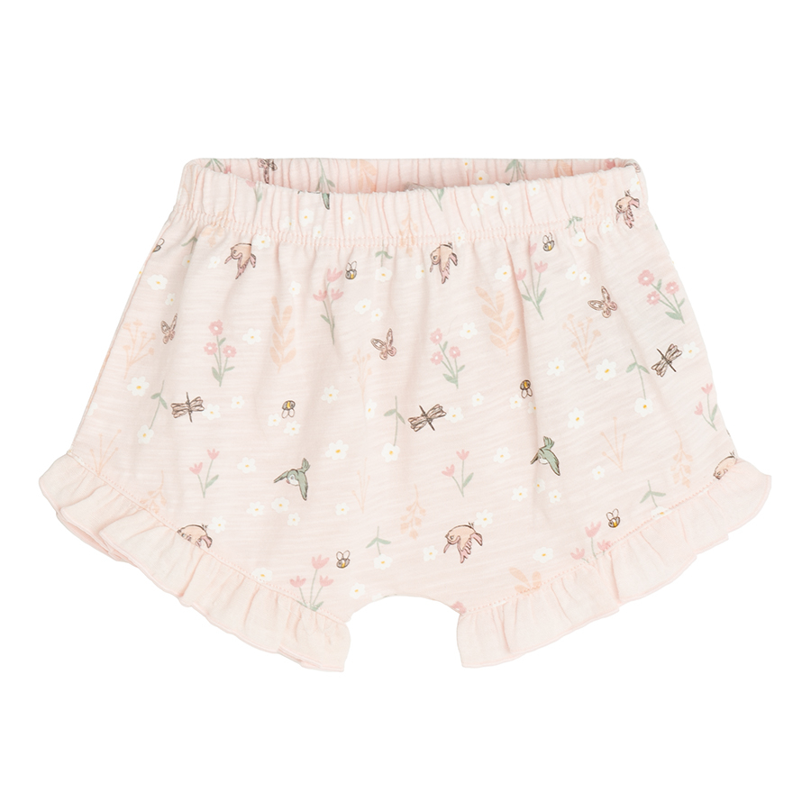 Bambi pink set, T-shirt and floral shorts
