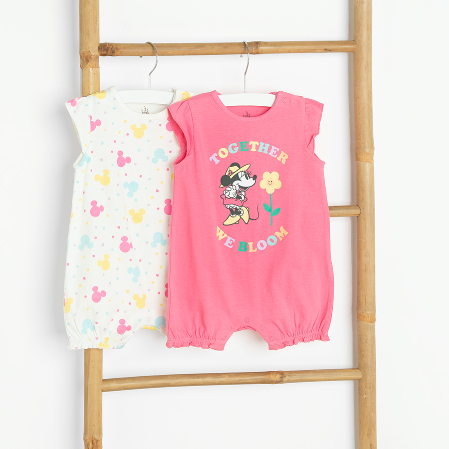 Minnie Mouse white and pink romper- 2 pack