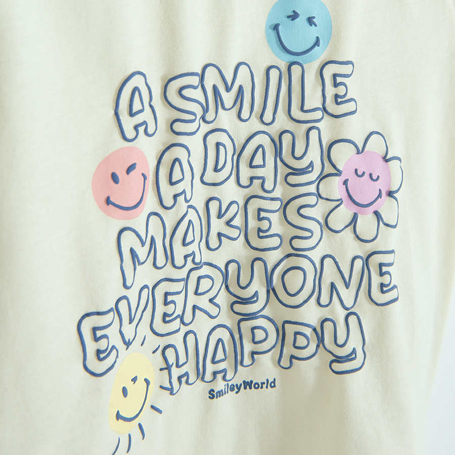 Μπλουζα κοντομάνικη 2 τμχ λευκή και μωβ SMILEY WORLD
