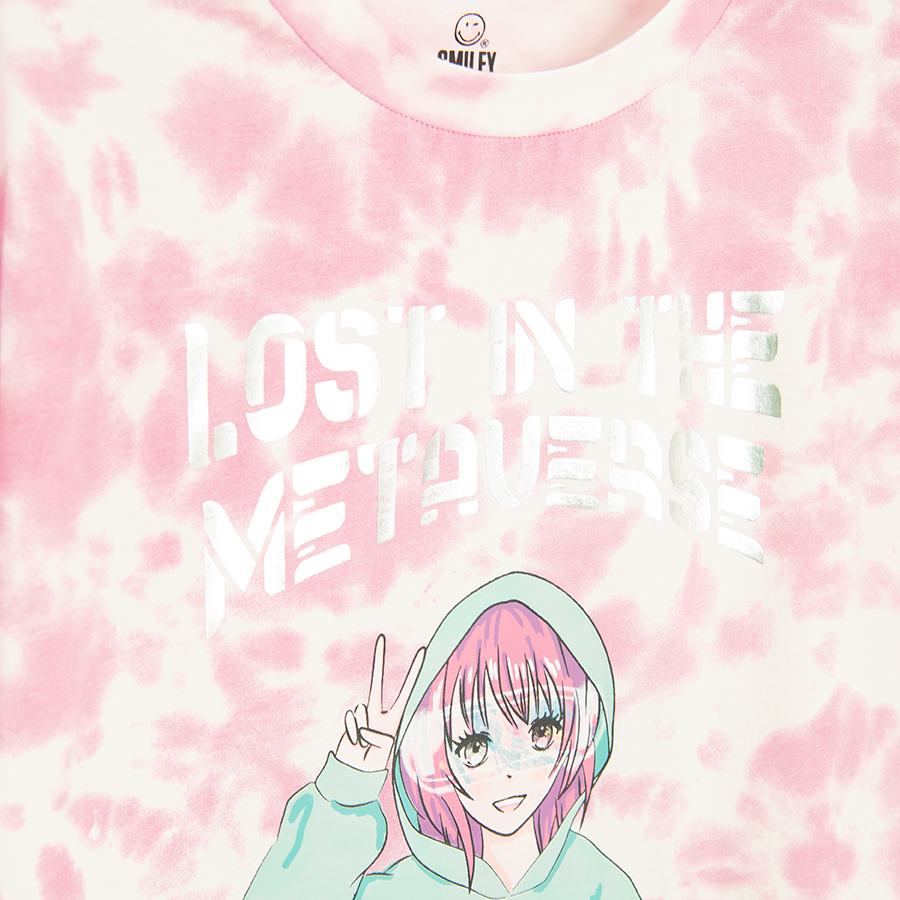 Smiley pink T-shirt LOST IN THE METAVERSE