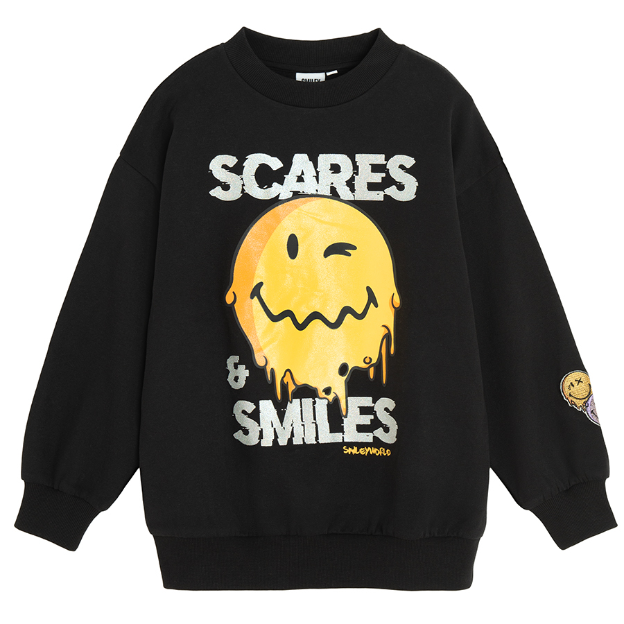 Φούτερ μαύρο με στάμπα SMILEY WORLD