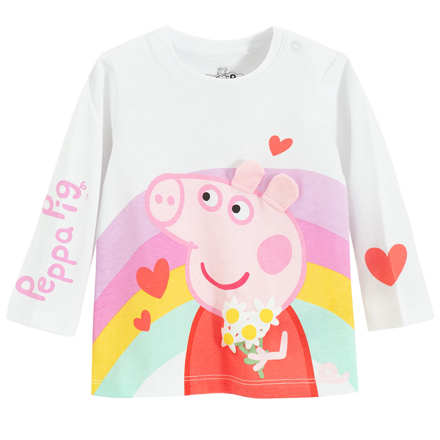Μπλούζα μακρυμάνικη λευκή με στάμπα PEPPA PIG