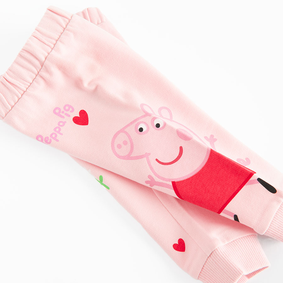 Φόρμα ροζ με στάμπα PEPPA PIG, καρδούλες και λουλούδια
