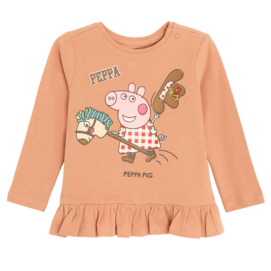 Μπλούζα καφέ ανοιχτό μακρυμάνικη PEPPA PIG