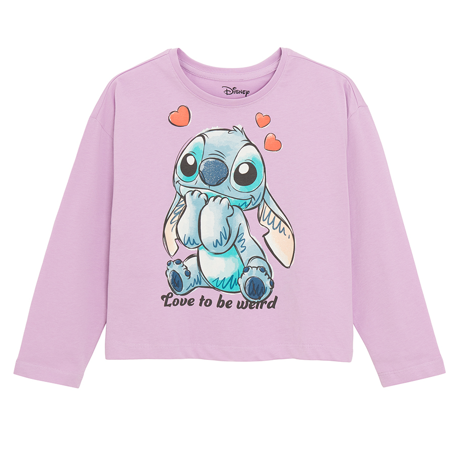 Μπλούζα λιλά μακρυμάνικη LILO & STITCH