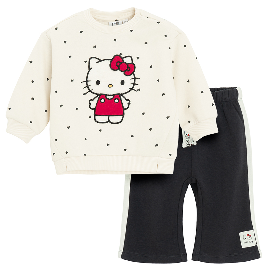 Σετ φόρμα 2τμχ. Φούτερ λευκό με στάμπα HELLO KITTY και παντελόνι φόρμα μαύρο