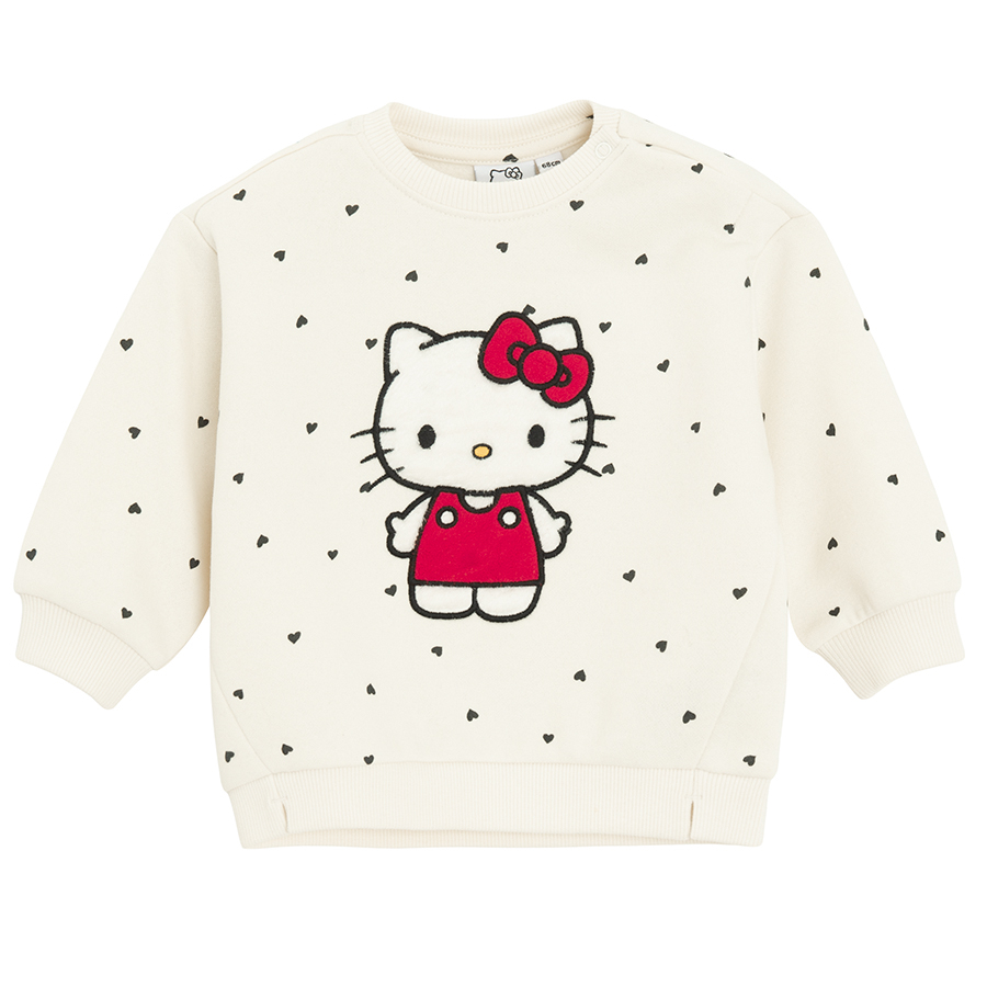 Σετ φόρμα 2τμχ. Φούτερ λευκό με στάμπα HELLO KITTY και παντελόνι φόρμα μαύρο