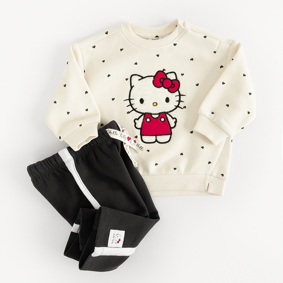 Σετ φόρμα 2τμχ. Φούτερ λευκό με στάμπα HELLO KITTY και παντελόνι φόρμα μαύρο