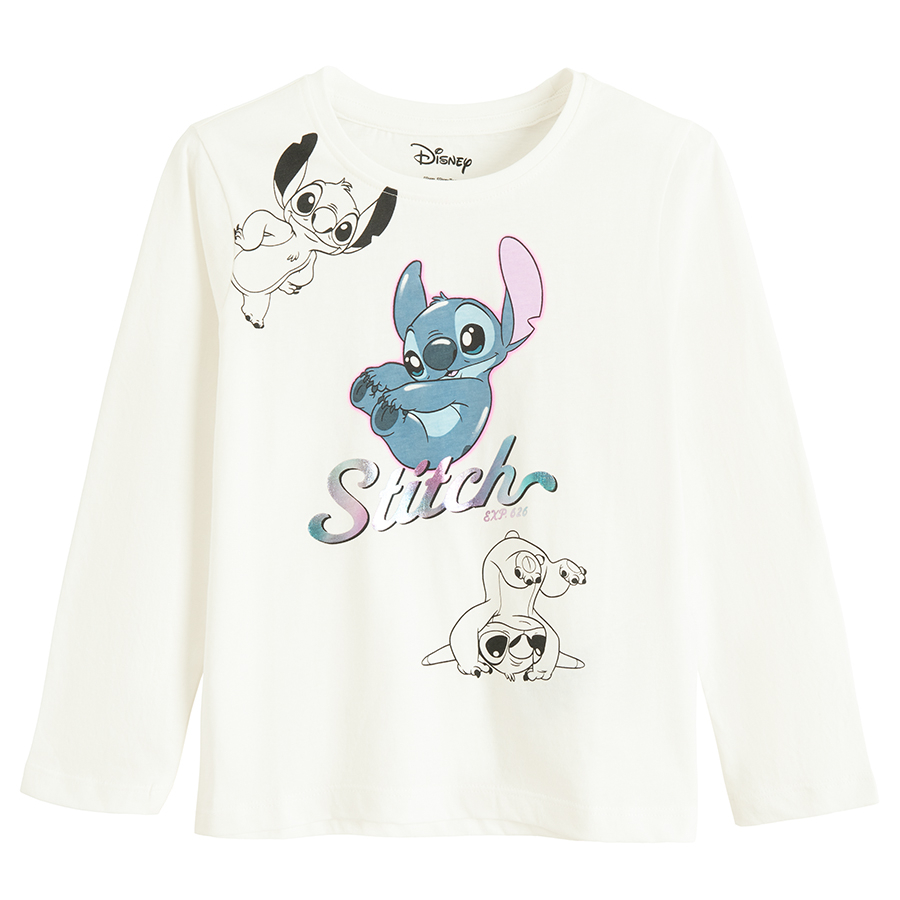 Μπλούζα μακρυμάνικη λευκή με στάμπα LILO & STITCH