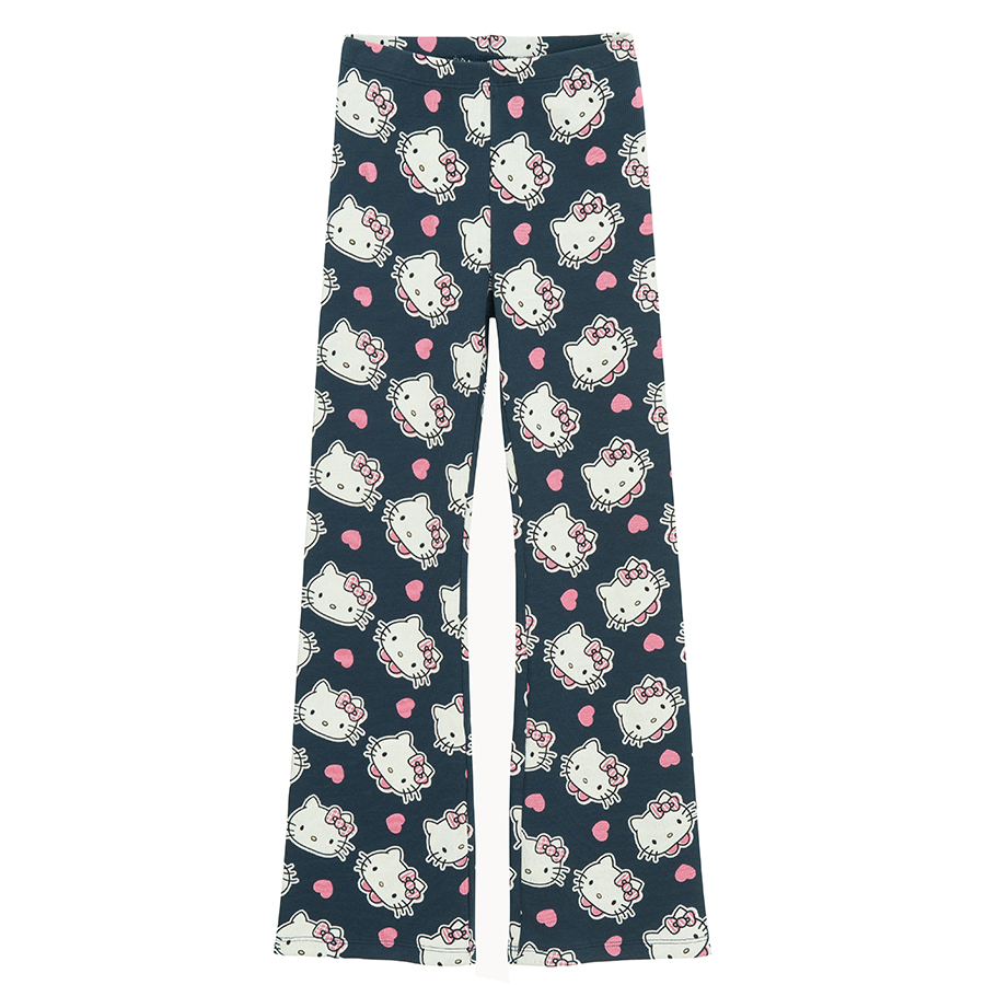 Κολάν καμπάνα μπλε με στάμπα καρδούλες HELLO KITTY