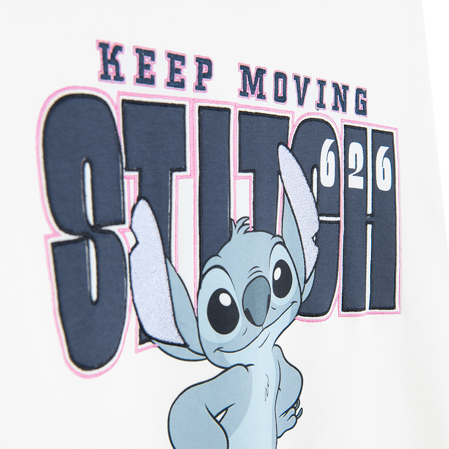 Ζακέτα φούτερ λευκή με κουμπιά και στάμπα  LILO & STITCH