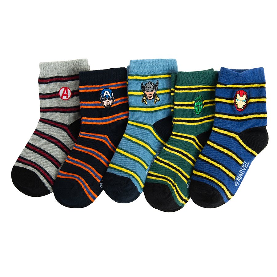Marvel striped socks- 5 pack