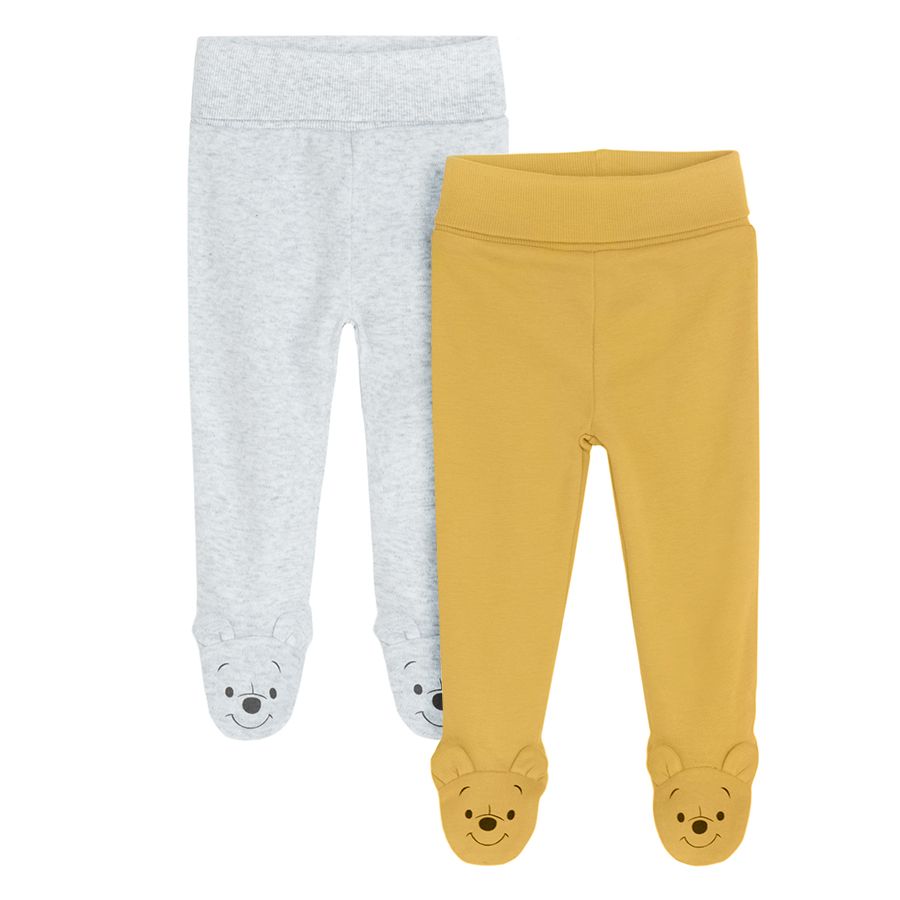 Winnie the Pook yellow and light green footed leggings - 2 pack