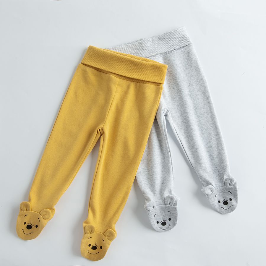 Winnie the Pook yellow and light green footed leggings - 2 pack