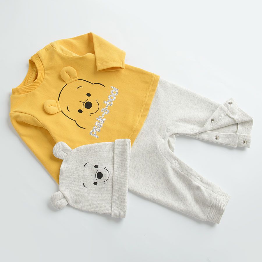 Winnie the Pooh footless overall with cap