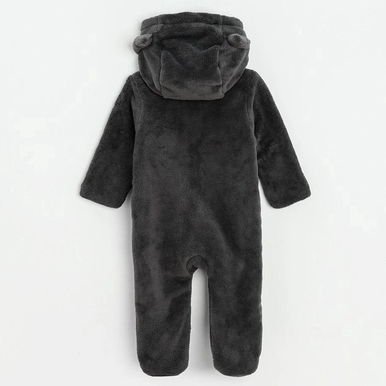 Φορμάκι ολόσωμο fleece μαύρο με στάμπα ΒΑΤΜΑΝ και αυτάκια στην κουκούλα