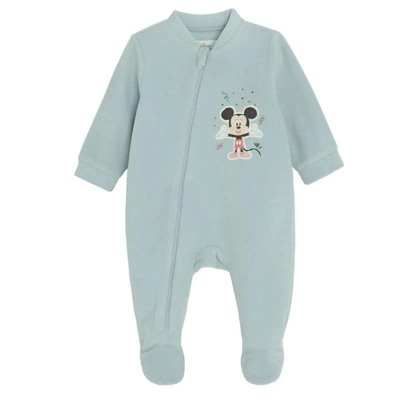 Mickey Mouse teal side zipper footed overall