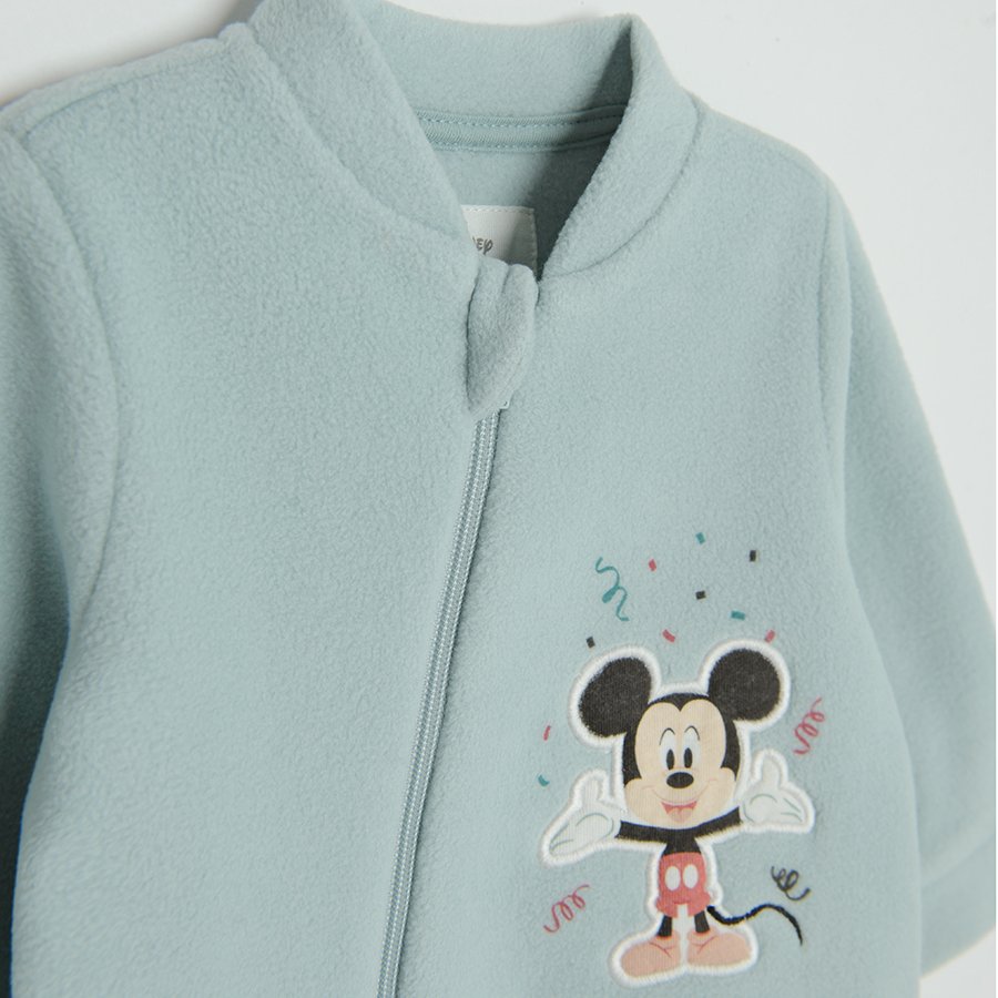 Mickey Mouse teal side zipper footed overall